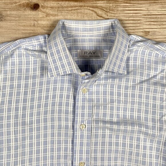 Ray Light Blue Button Down Custom Dress Shirt Size XL - Picture 6 of 6
